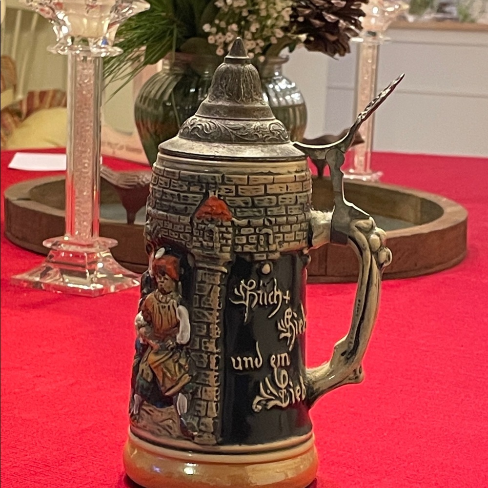 Vintage German Beer Stein with Lid